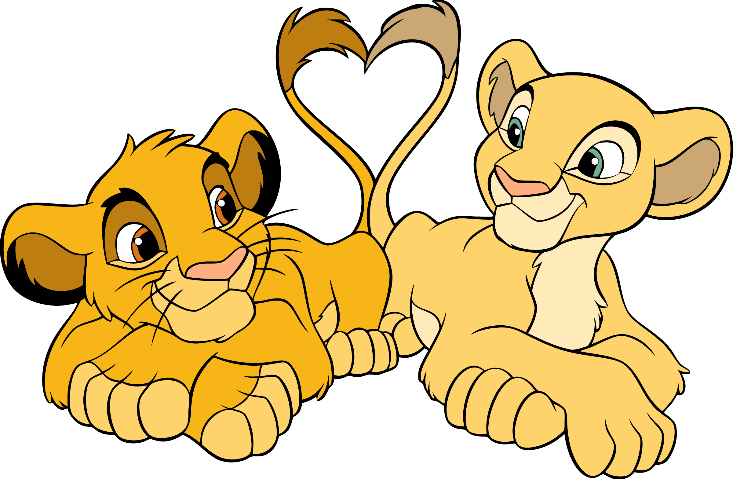 Lion King Simba and Nala Cubs Heart Shape Vector Lion King Simba and Nala Cubs Heart Shape Vector