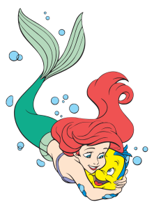The Little Mermaid Ariel And Flounder Hug Logo Vector