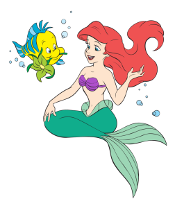 The Little Mermaid Ariel and Flounder Logo Vector