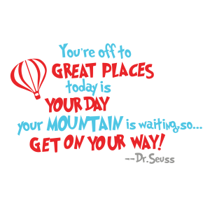 Dr.Seuss Cat in the Hat balloon Places Text Logo
