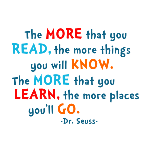 Dr.Seuss Cat in the Hat encouraging Reading Text Logo