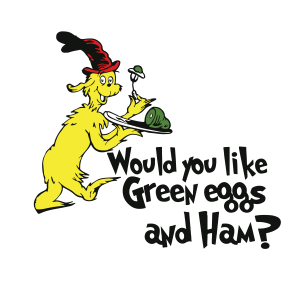Dr.Seuss Cats in the Hat Sam-I-like Green eggs Logo