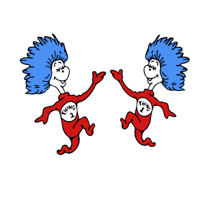 Dr.Seuss Cat In Tha Hat Thing 1 and 2 Thing Happy Logo
