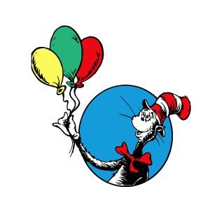 Dr Seuss Cat In Tha Hat Balloons logo 2
