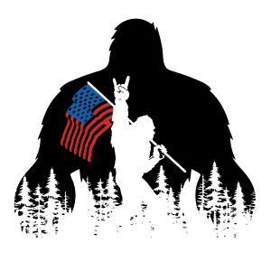 King Kong Godzilla With American Flag Vector